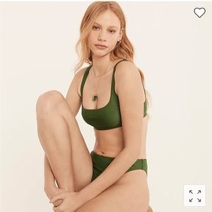 NWT J. Crew square neck bikini top XS Safari Green